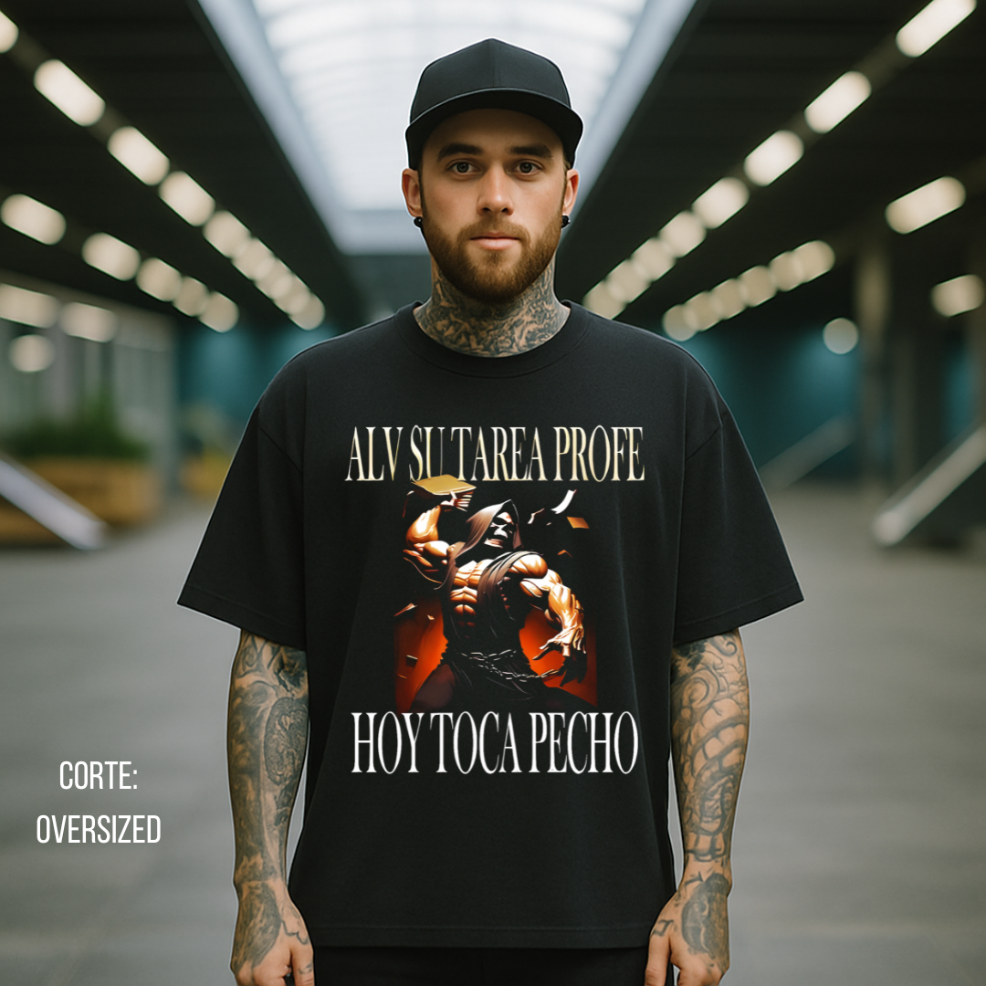 Playera Calacas Alv su tarea profe Oversize
