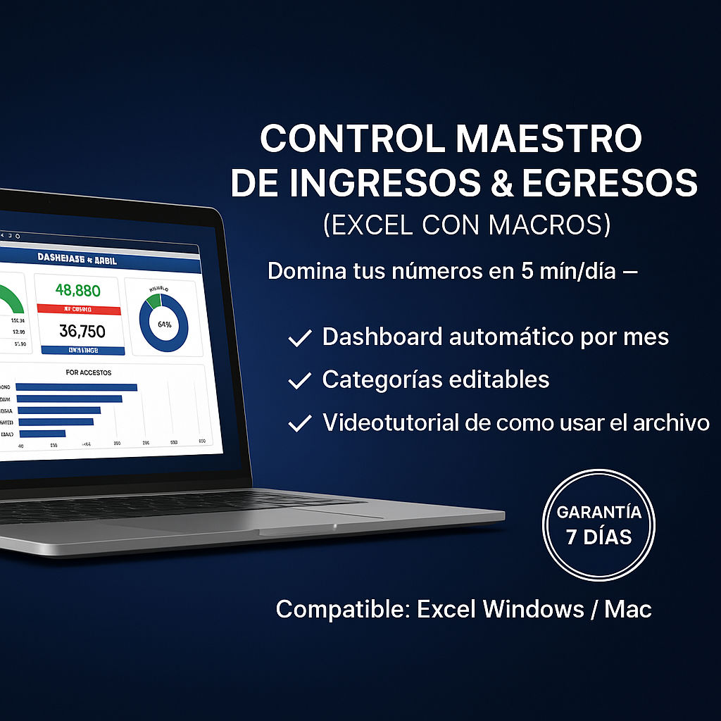 Control Maestro de Ingresos & Egresos (Excel con Macros)
