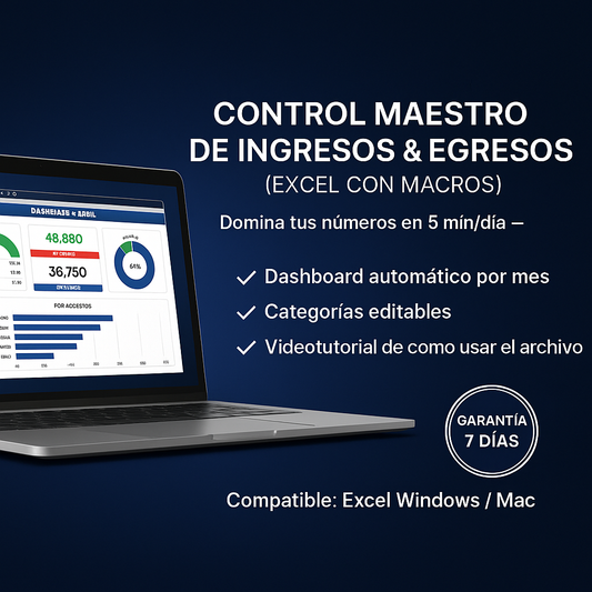 Control Maestro de Ingresos & Egresos (Excel con Macros)